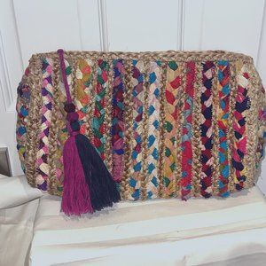 Straw and fabric clutch